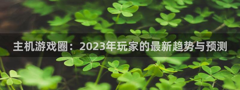 极悦娱乐什么意思：主机游戏圈：2023年玩家的最新趋势与预测