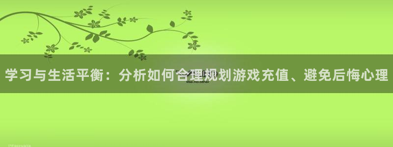 极悦娱乐登录网址：学习与生活平衡：分析如何合理规划游戏充值、
